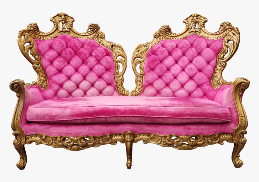 Regency Gold & Pink Loveseat - Studio Couch, HD Png Download, Free Download