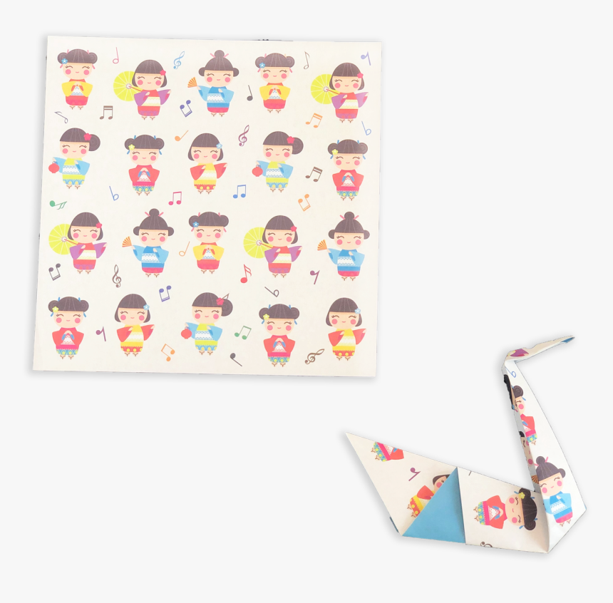 Origami Paper 200 Sheets Japanese Dolls - Cartoon, HD Png Download, Free Download