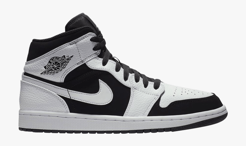 Jordan 1 Mid White Tuxedo, HD Png Download - kindpng