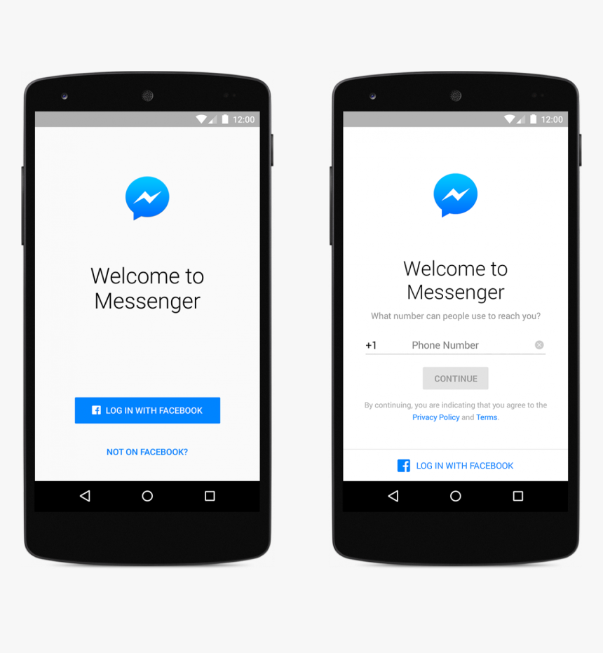 Facebook Messenger Signup - Phone Number Login Android, HD Png Download, Free Download