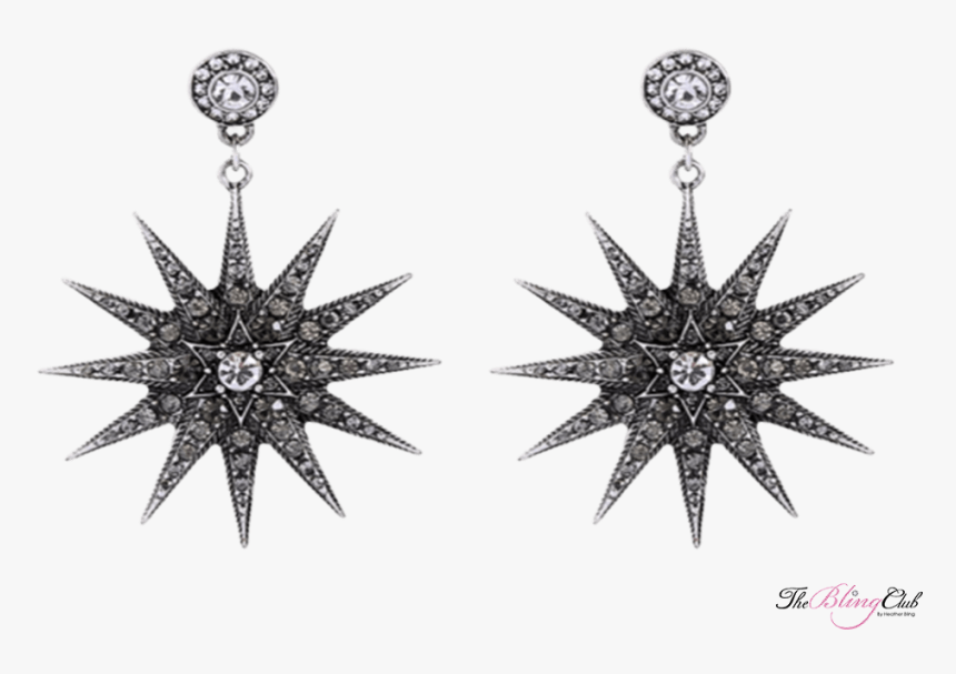 The Bling Club Gunmetal Starburst Star Earrings - Stars Shape, HD Png Download, Free Download