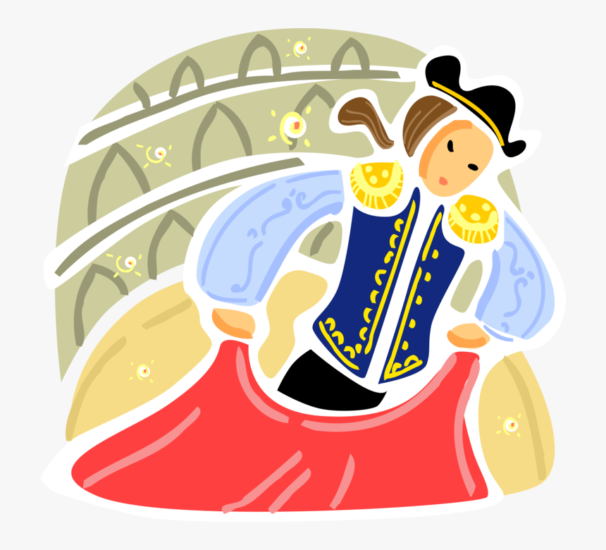 Vector Illustration Of Spanish Matador Toreador Bullfighter, HD Png Download, Free Download