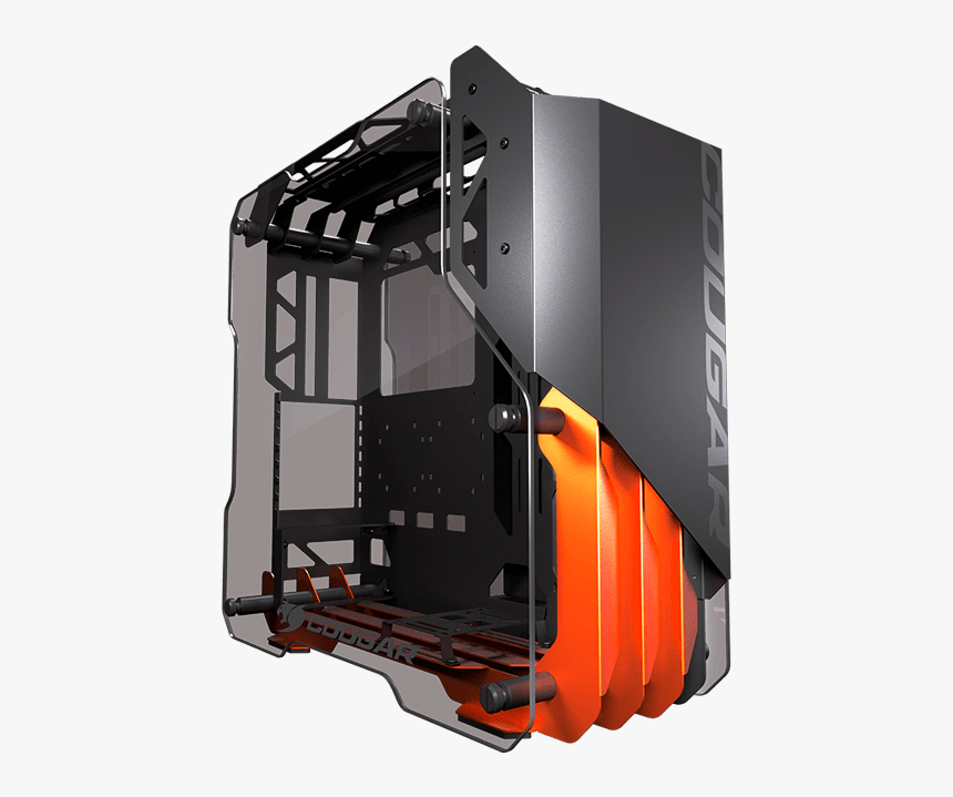 Blazer Tempered Glass, No Psu, Ssi Ceb, Black/orange, - Open Frame Pc Tower, HD Png Download, Free Download