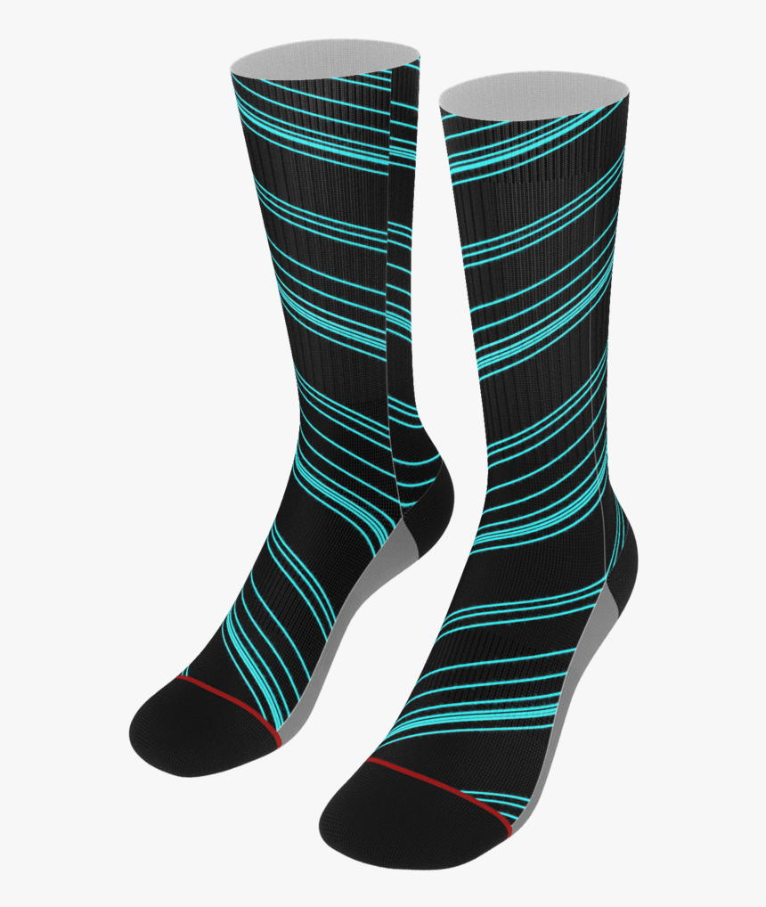 Cyan/black Diagonal Striped Socks - Hockey Sock, HD Png Download, Free Download