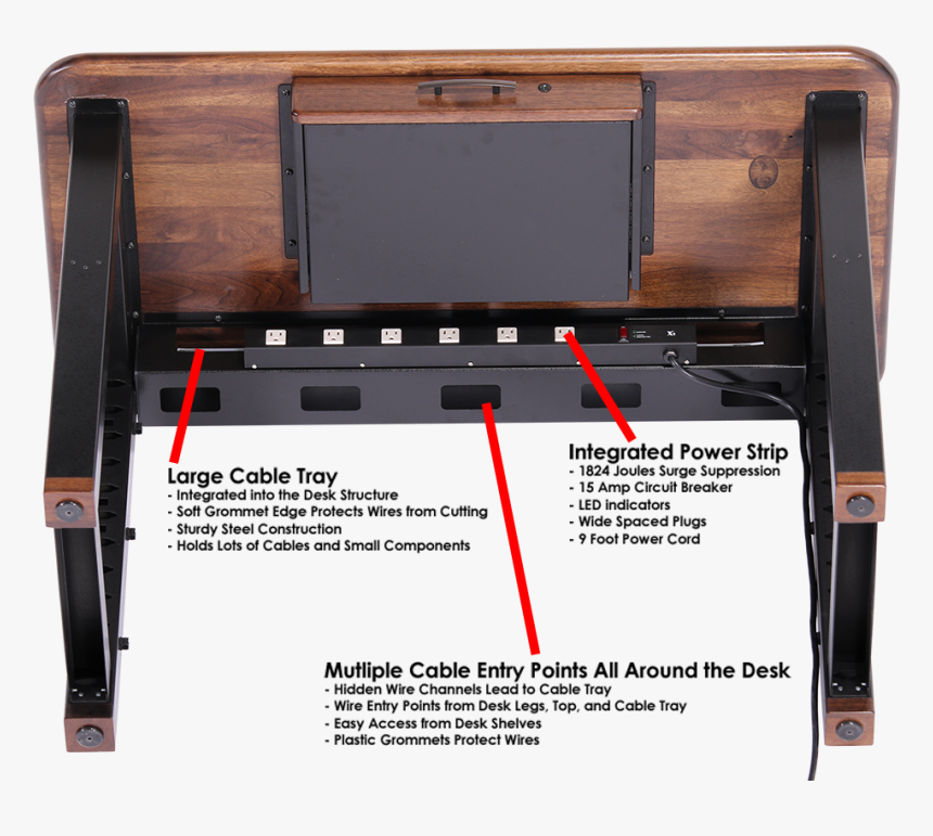 Cable Management Loft Desk - Cable Management Table Legs, HD Png Download, Free Download