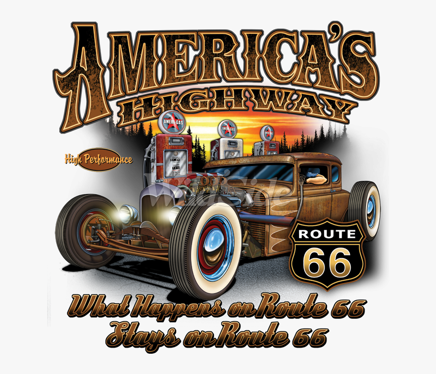 Americas Highway Route 66 Hotrod - Thanksgiving Hot Rod, HD Png Download, Free Download