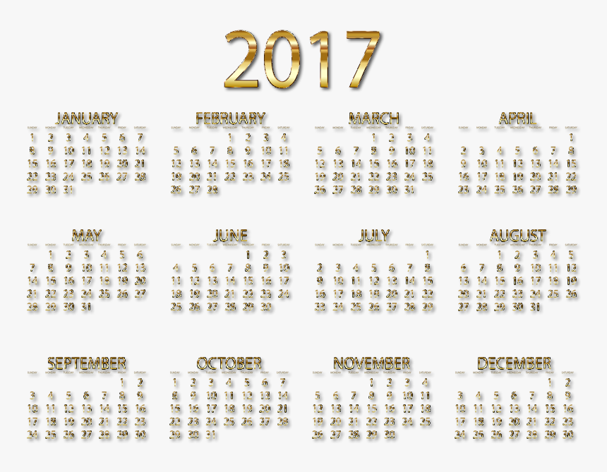 2017 Calendar Png - Calendar 2020 Thailand Holiday, Transparent Png, Free Download