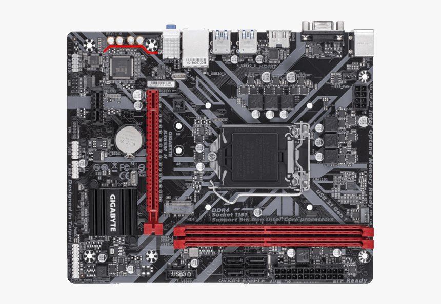 Gigabyte B365m-h Motherboard Top View - Gigabyte B365m Gaming Hd, HD Png Download, Free Download