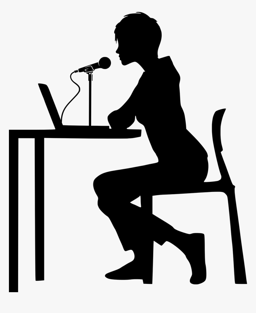 Person Desk Microphone Silhouette Hd Png Download Kindpng
