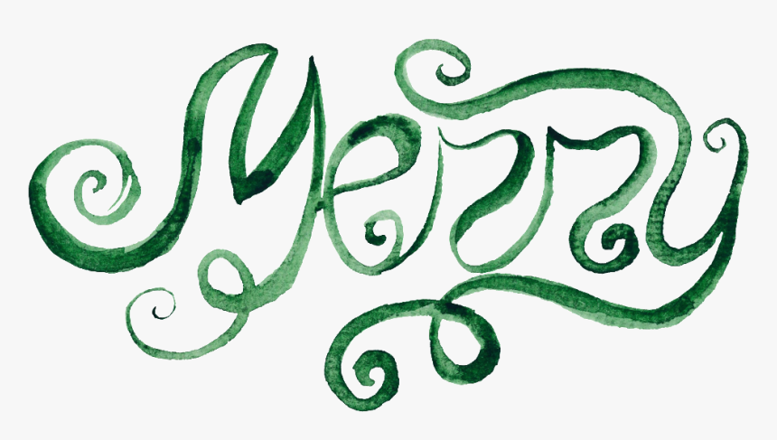 Green Handwritten English Christmas Art Word Transparent - Illustration, HD Png Download, Free Download