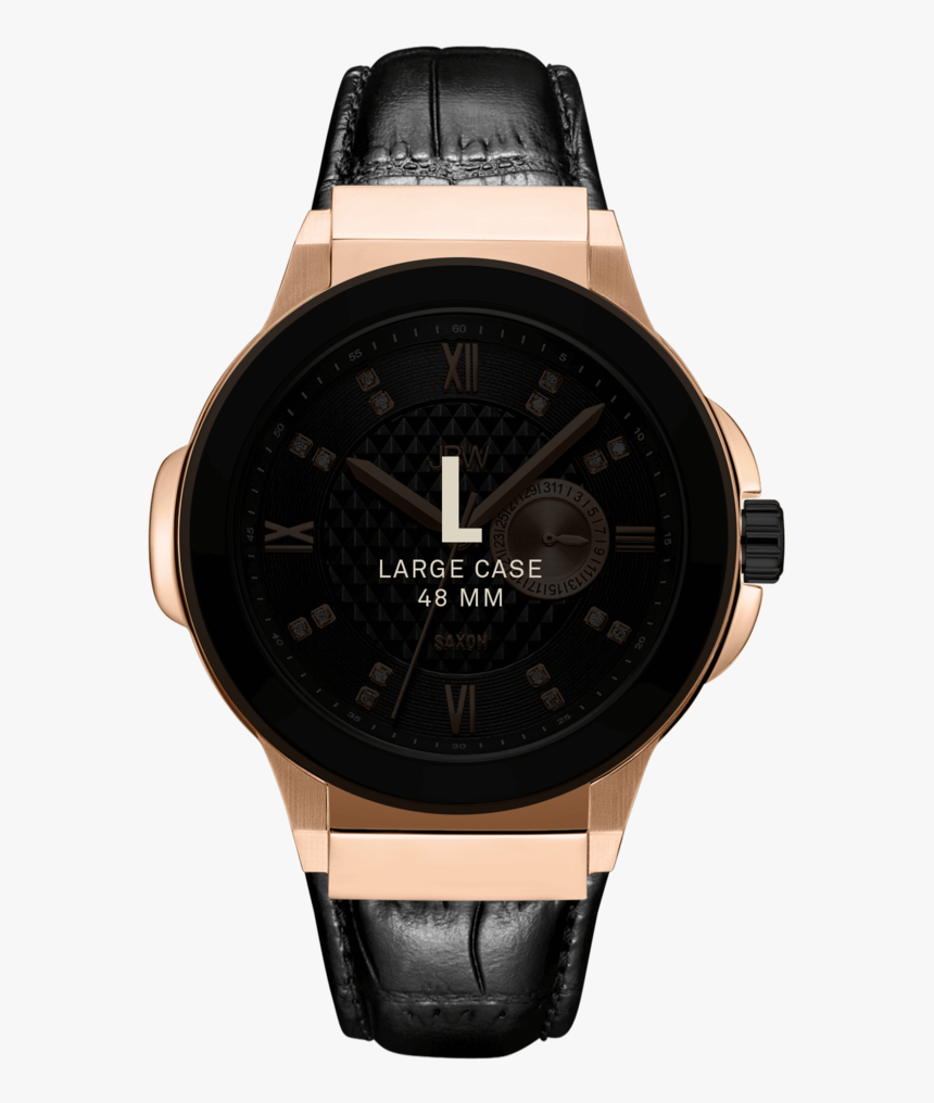 7 Jbw Saxon 48 J6373e Rose Gold Black Leather Diamond - Jbw Saxon J6373b, HD Png Download, Free Download