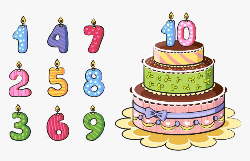 Birthday Cake Cartoon - Birthday Cakes Number Candles Png, Transparent