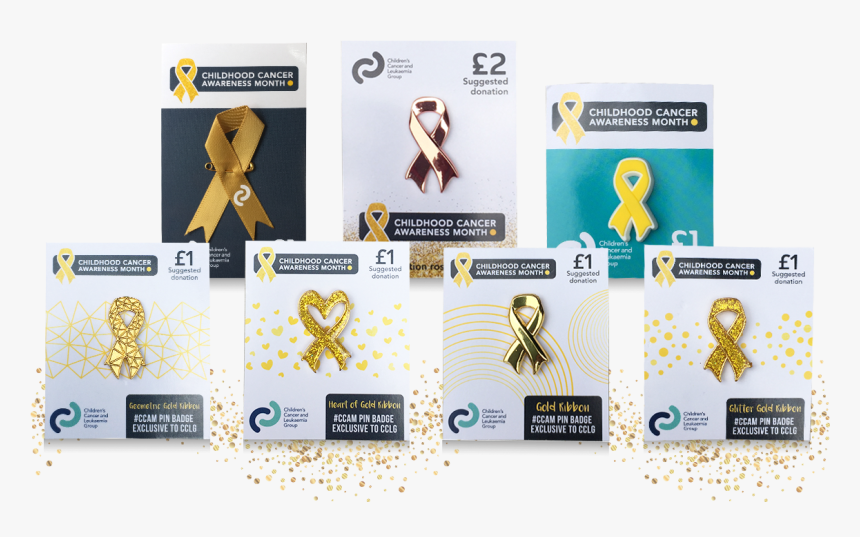 Ccam Gold Ribbon Pin Badge Group Shot - Chain, HD Png Download, Free Download