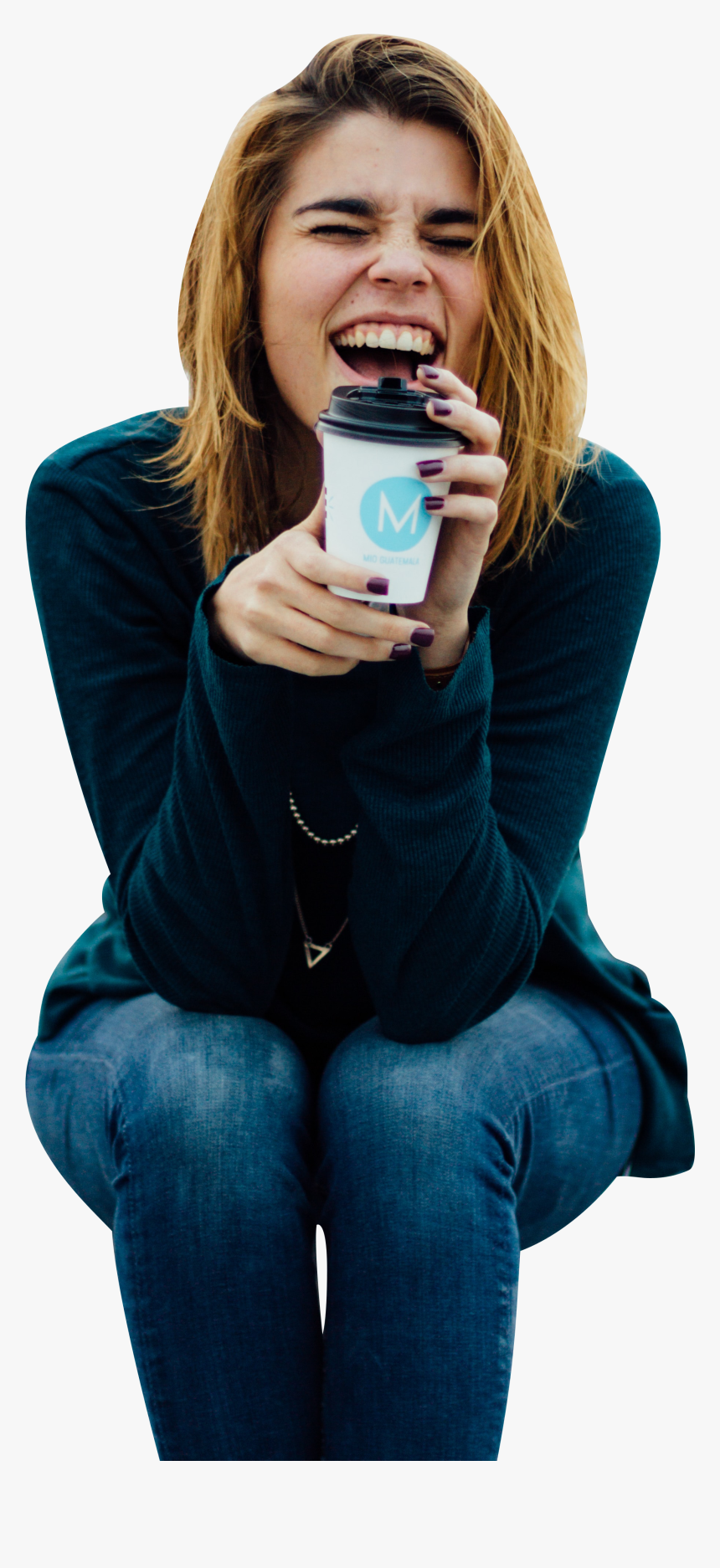 Girl Laughing Sitting - Girl Laughing Png, Transparent Png, Free Download