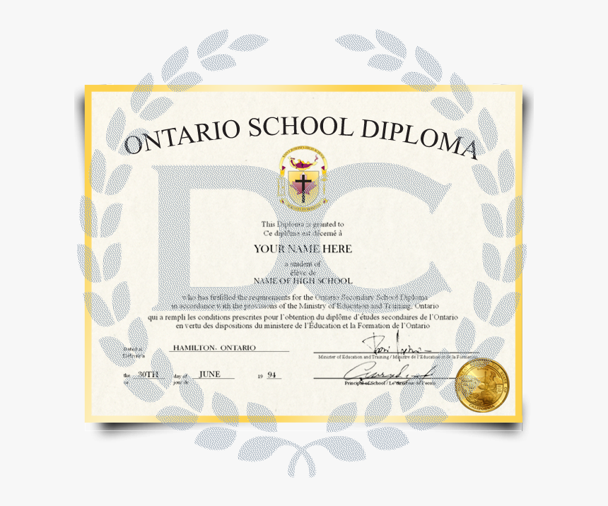 Buy Fake High School Diploma From Canada Top Premium - Canadian Secondary School Diploma, HD Png Download, Free Download