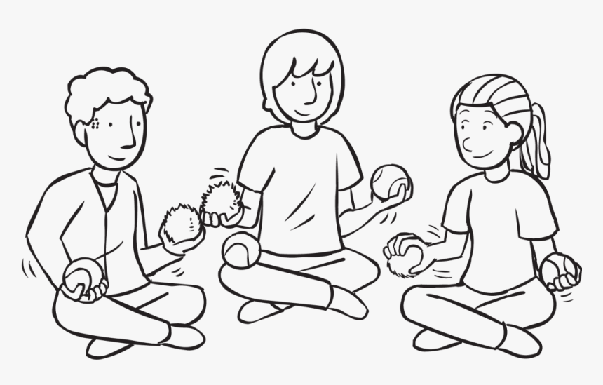 Three People Sitting In Circle Passing Balls To Each - Three People Sitting In A Circle, HD Png Download, Free Download