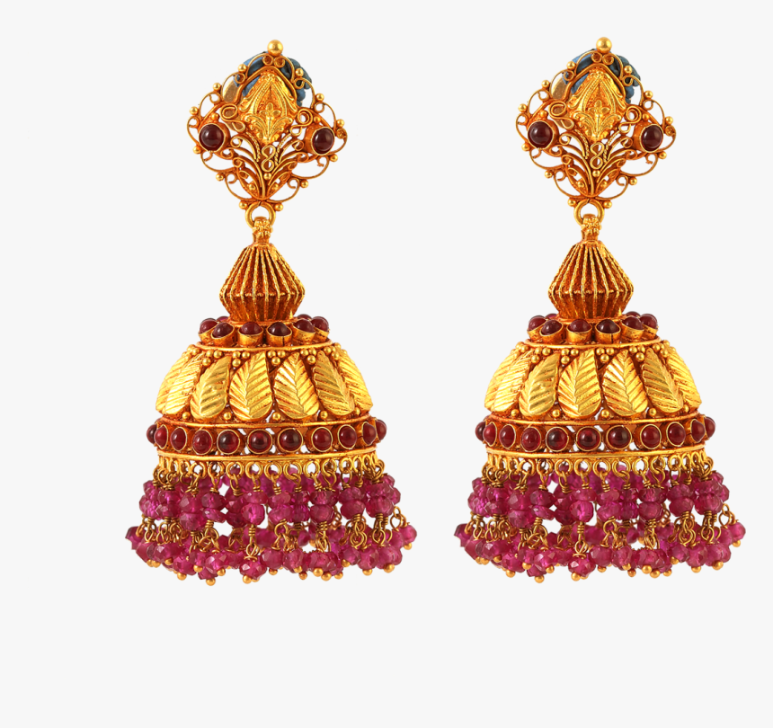 Gold Earrings Collections South - Gold Lakshmi Jhumka Designs, HD Png ...