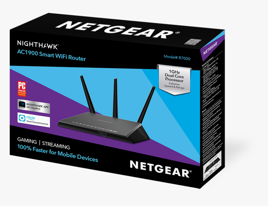 250 13318 09 3dgb R7000 En Transparent C - Nighthawk Ac1900 Smart Wi Fi R7000, HD Png Download, Free Download