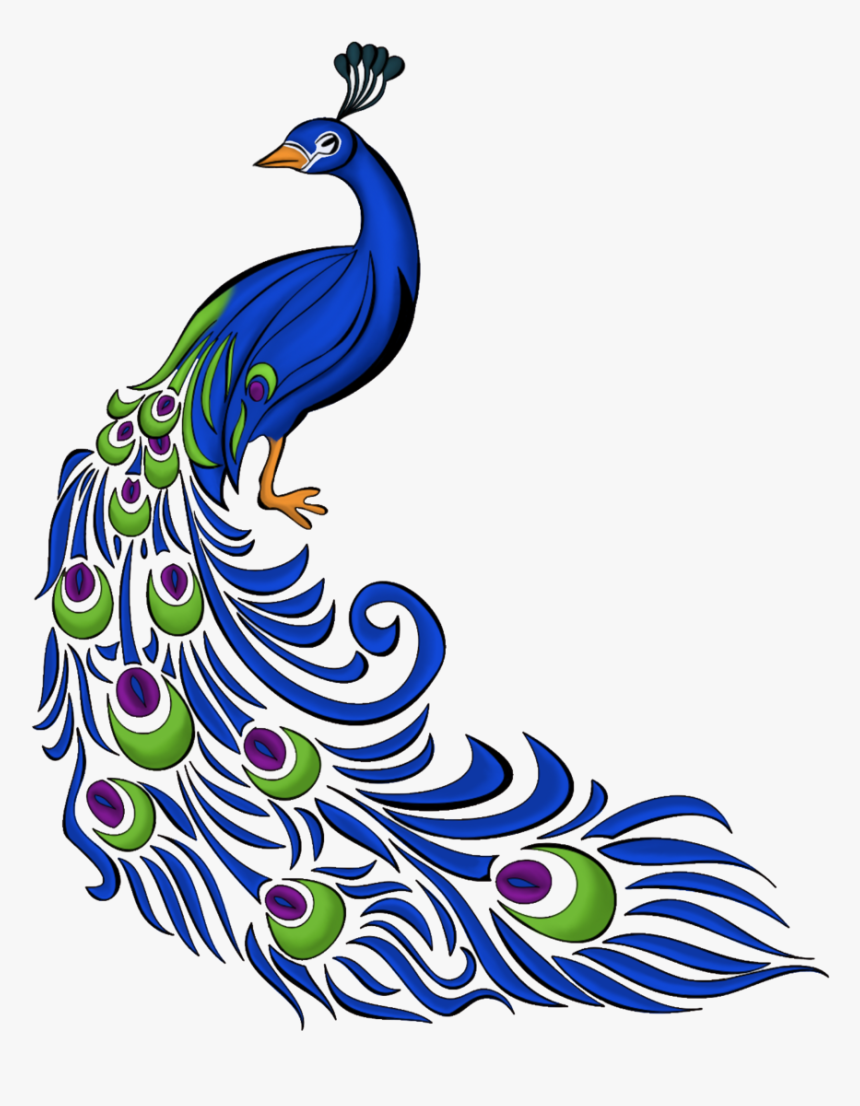 Simple Peacock Clipart Black And White Free - Transparent Background