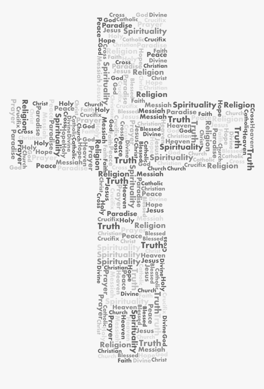 Jesus Cross Word Cloud Grayscale Clip Arts - Design Of Cross Of Jesus, HD Png Download, Free Download