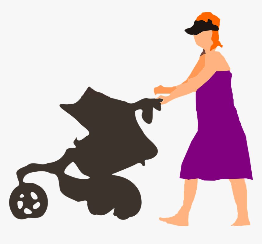 Stroller Baby, Lady, Woman, Mom, Push, Walking, Mother, - Cartoon Png Mother Walking, Transparent Png, Free Download