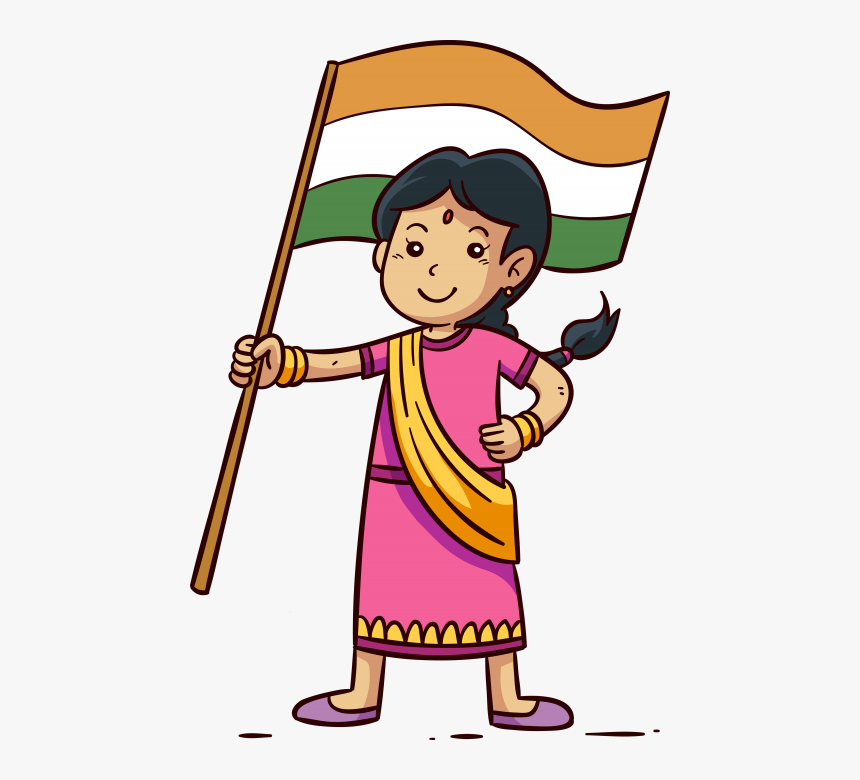 Indian Flag With Girl, HD Png Download, Free Download