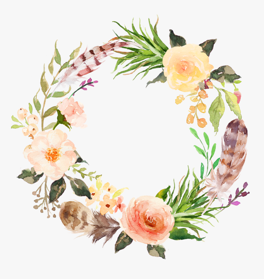 Watercolour Floral Wreath Png, Transparent Png, Free Download