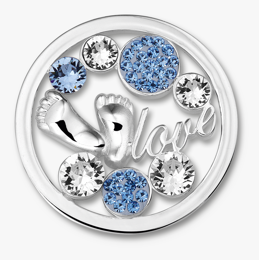 Babyfeet Baby Blue Stainless Steel Open Disc With Swarovski - Mi Moneda Munt, HD Png Download, Free Download