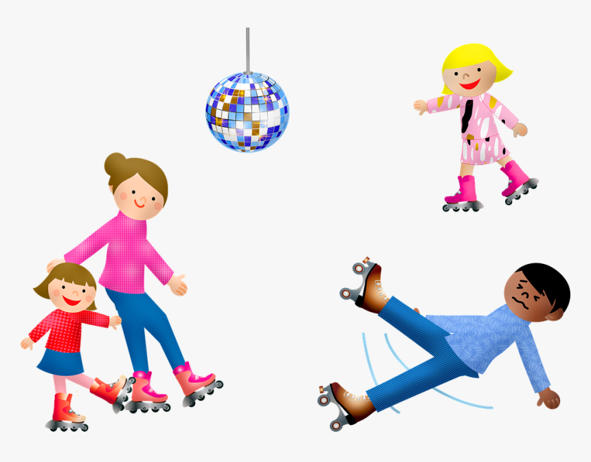 Roller Skating Falling Skate Skater Disco Ball - Cartoon, HD Png Download, Free Download