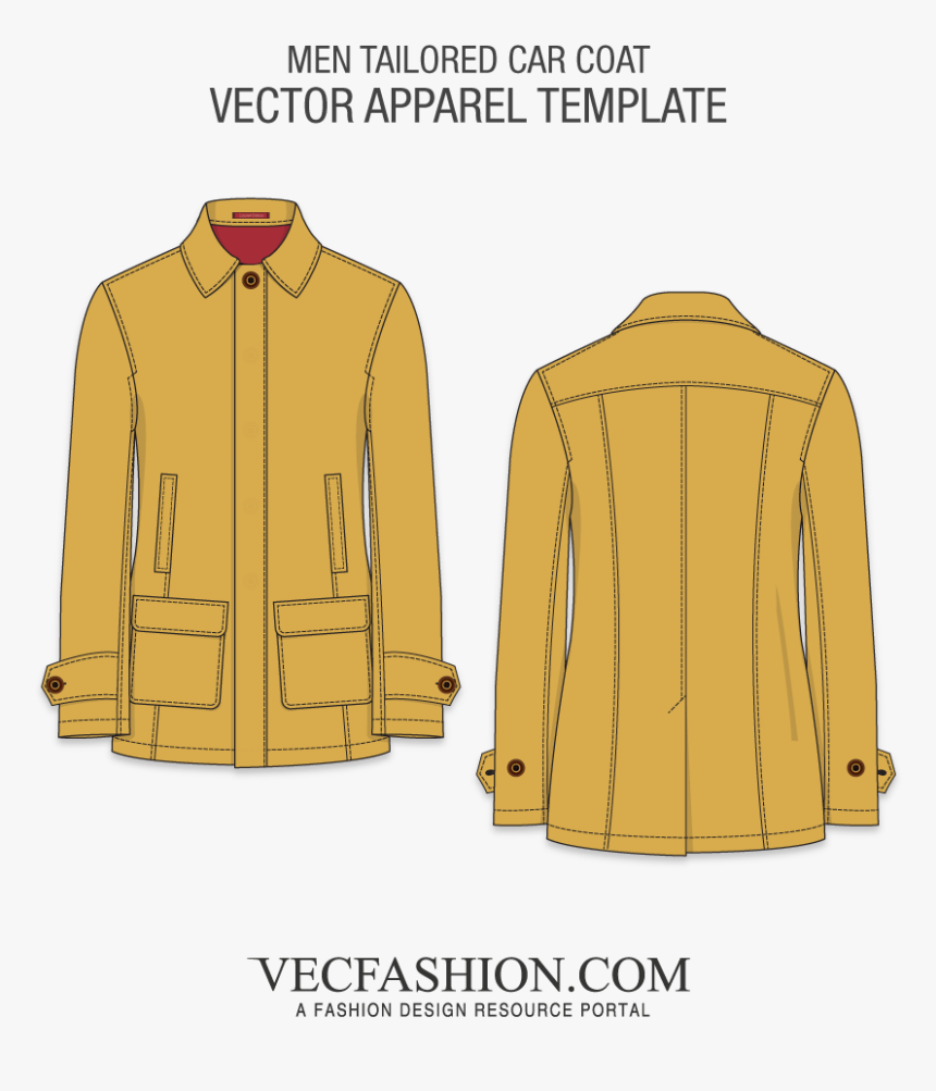 Men Car Coat Vector Template - Female Red Polo Shirt Template, HD Png Download, Free Download