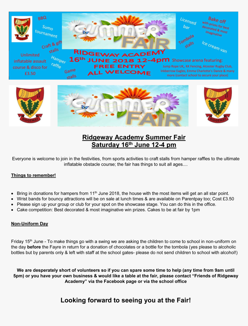 Letter Ridgeway Academy Summer Fair , Png Download - Ridgeway Middle School, Transparent Png, Free Download