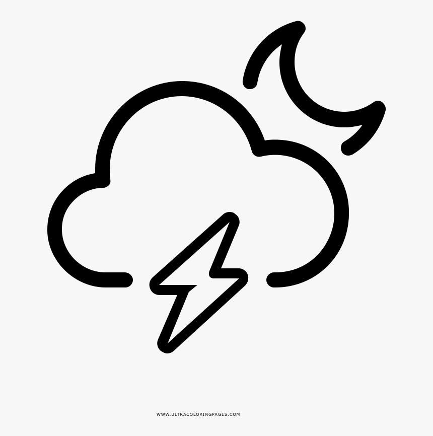Night Lightning Cloud Coloring Page Hd Png Download Kindpng
