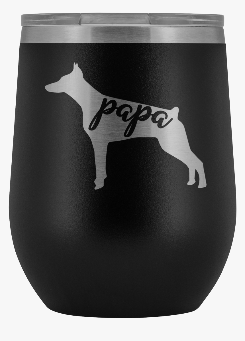 Doberman Pinscher Papa Wine Tumbler With Lid, Dog Dad - Dog Catches Something, HD Png Download, Free Download