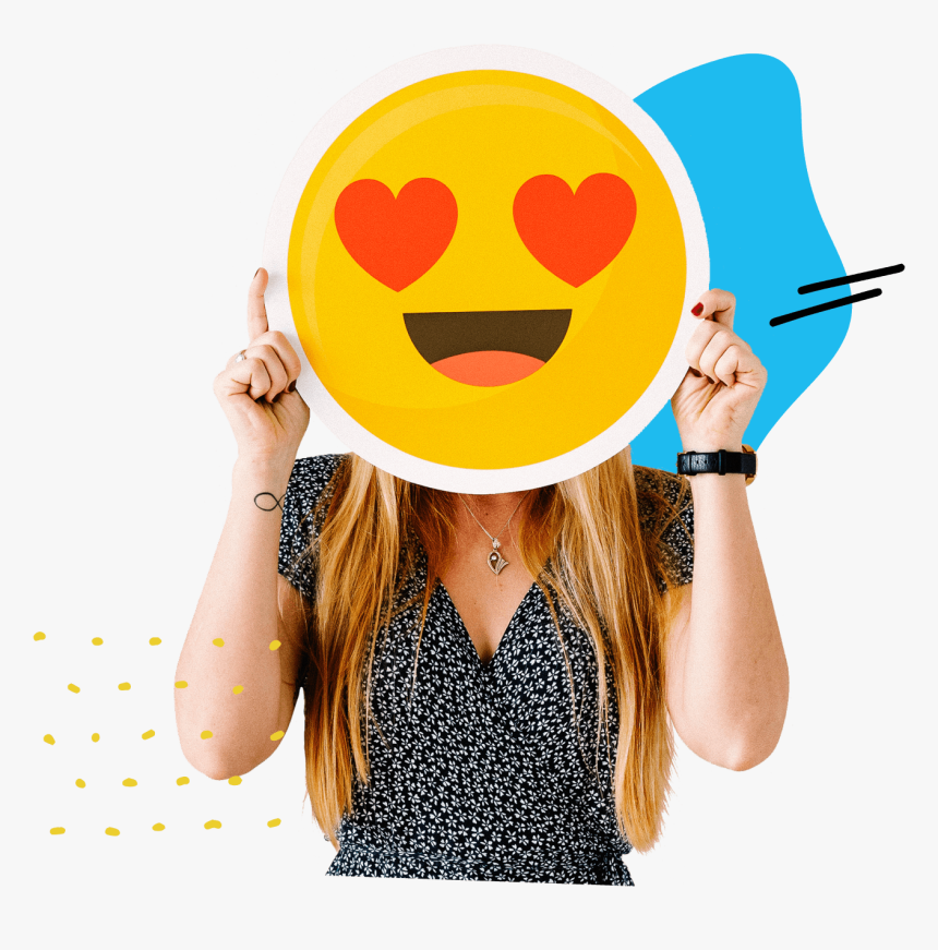 Shmoop Student Holding Up A Heart Eyed Emoji Covering, HD Png Download, Free Download