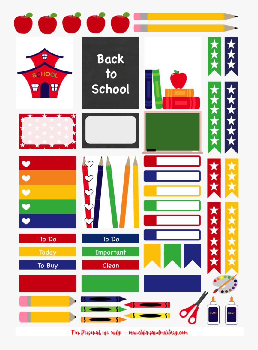 Back To School Printable Erin Condren Stickerspla, HD Png Download, Free Download