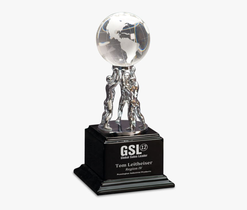 Crystal Globe On Silver Metal Teamwork Stand On Black - Black And Silver World Globe, HD Png Download, Free Download