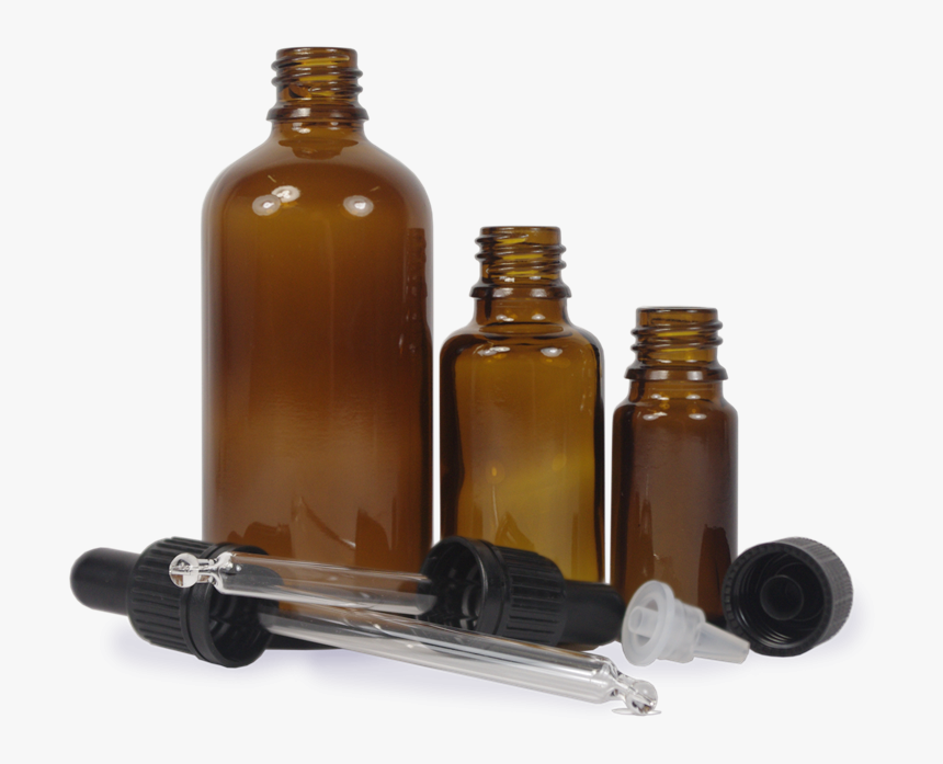 Various Sizes Of Amber Glass Bottles With Pipettes - Amber Glass Bottles Pipettes, HD Png Download, Free Download