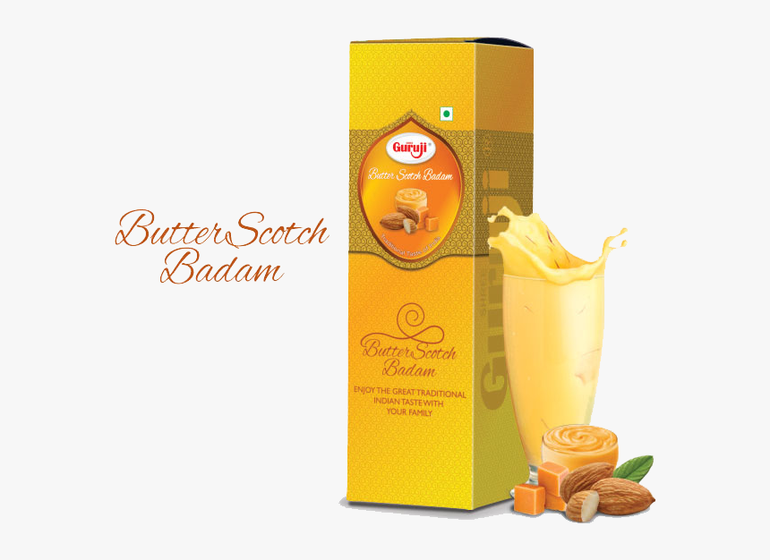 Guruji Butter Scotch Badam 750 Ml Glass Bottle - Design, HD Png Download, Free Download