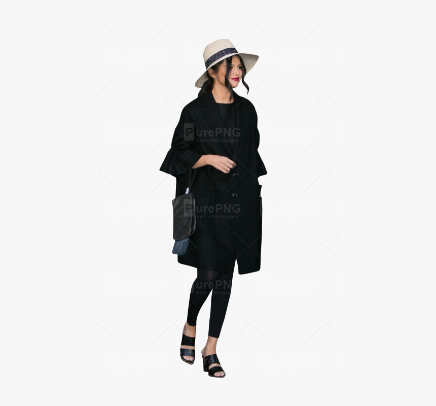 Black Woman Standing Png - Overcoat, Transparent Png, Free Download