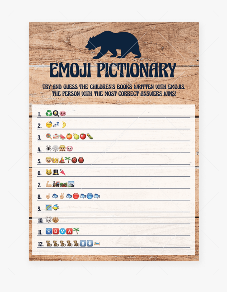 Little Cub Baby Shower Emoji Pictionary Game By Littlesizzle - Name The Shelter Of Animals, HD Png Download, Free Download