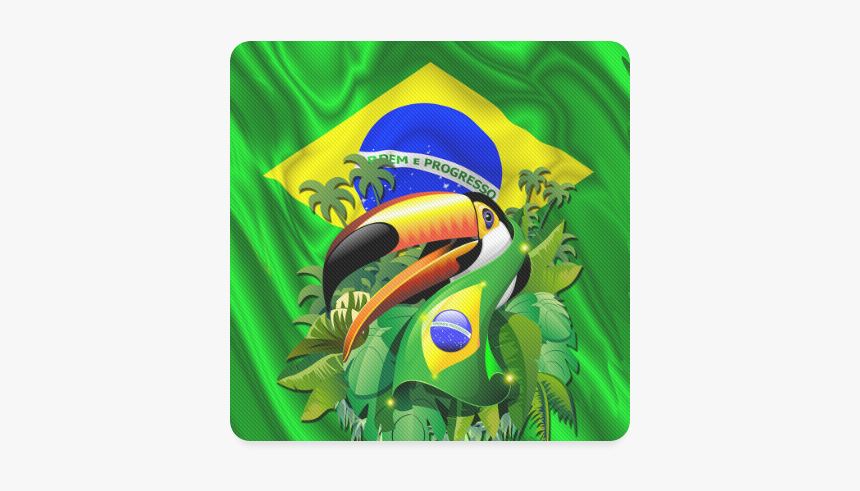 Brazil Flag With Toco Toucan Square Coaster - Flag Of Brazil, HD Png Download, Free Download