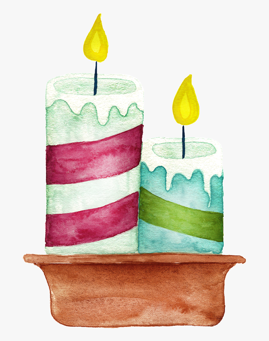 Hand Painted Two Christmas Candles Png Transparent, Png Download, Free Download