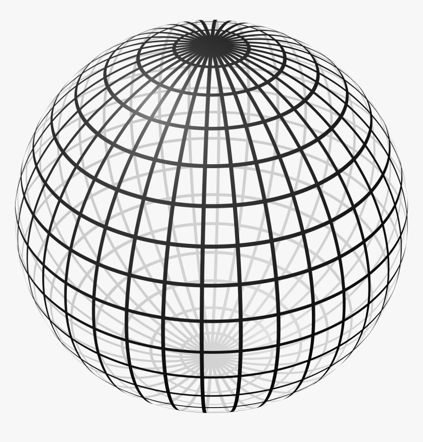 Sphere Wireframe 10deg 6r Black - Longitude And Latitude On Spheres, HD Png Download, Free Download