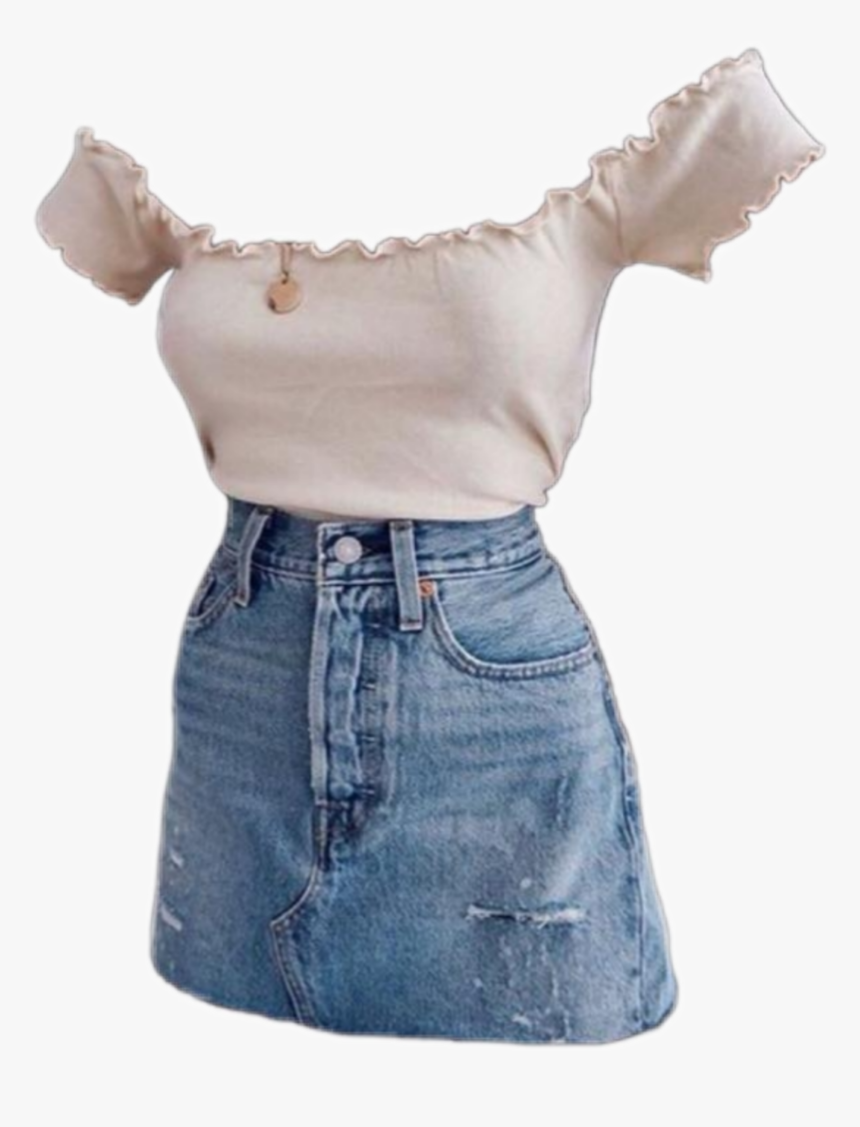 #outfit #outfitpng #outfitpngs #png #pngs #pngstickers - Off Shoulder Denim Top Outfit, Transparent Png, Free Download