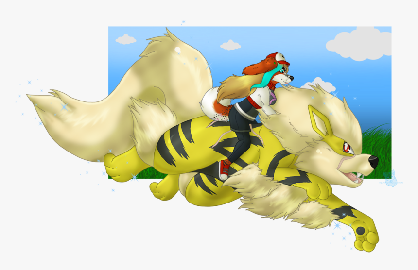 Riding Arcanine - Cartoon, HD Png Download, Free Download