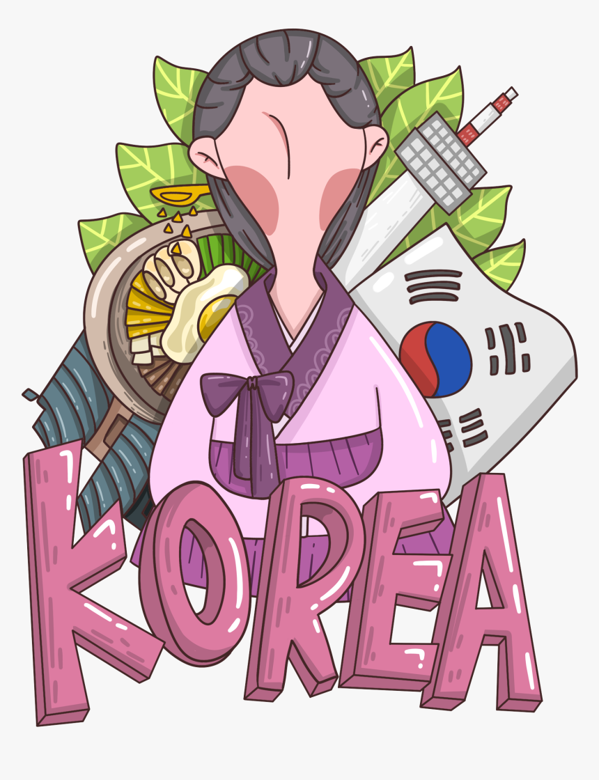 Cartoon Creative Tidal Korean Element Png And Psd - เกาหลี การ์ตูน Png, Transparent Png, Free Download