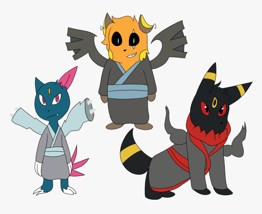 Apollo, Glacier And Lunar Have Changed Into Their Kimonos - Cartoon, HD Png Download, Free Download