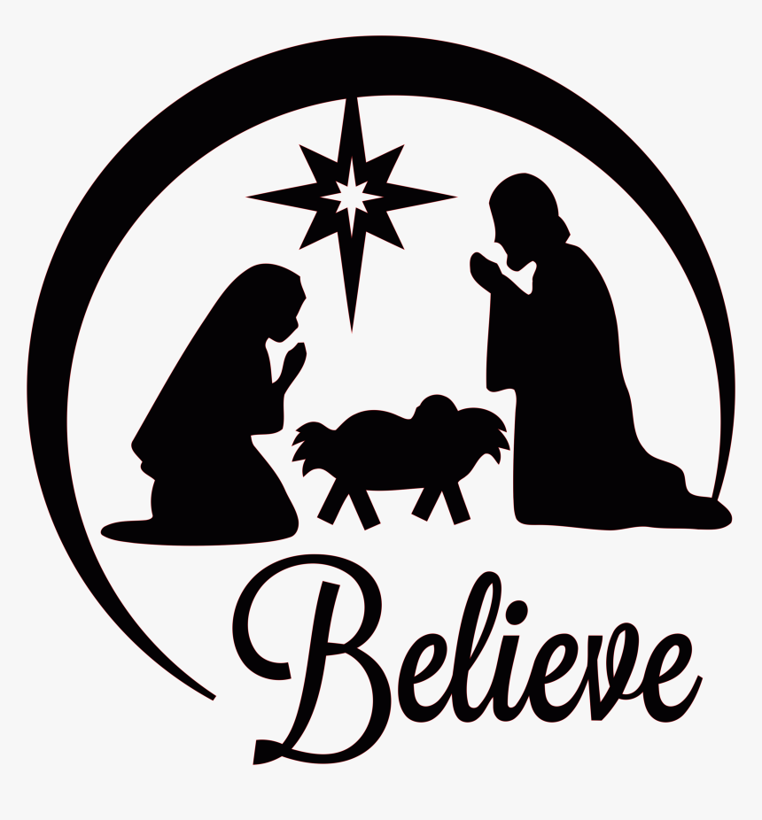 Manger Of Scene Jesus Nativity Church Christmas Clipart - Nativity Scene Silhouette, HD Png Download, Free Download
