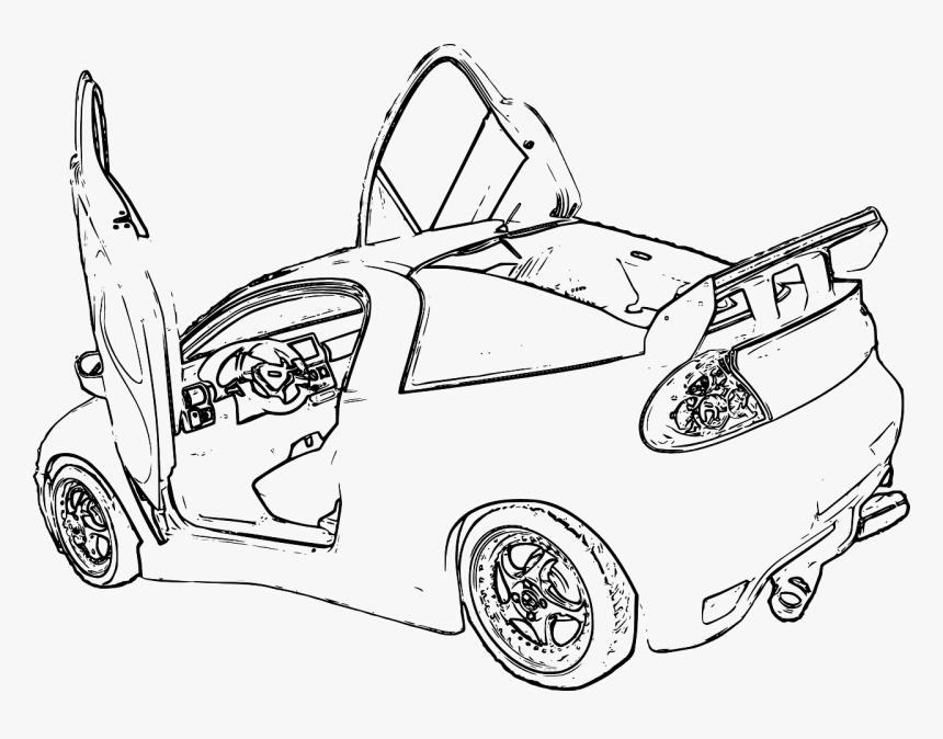 Car Vehicle Transportation Png Image Clipart Black And White Car With Open Door Transparent Png Kindpng