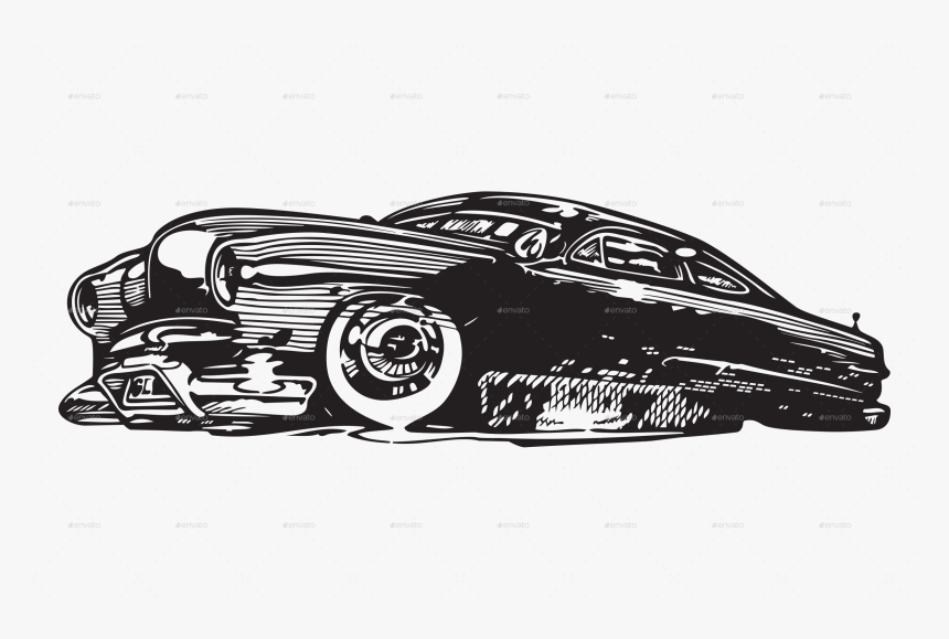 Png Free Library Retro Drawing Seasonal - Classic Car, Transparent Png, Free Download